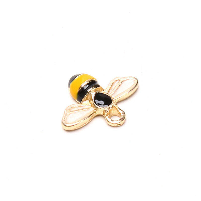 10pcs 14x12mm Tiny Bee Enamel Charms for Earring Pendant Necklace Jewelry Mak KX