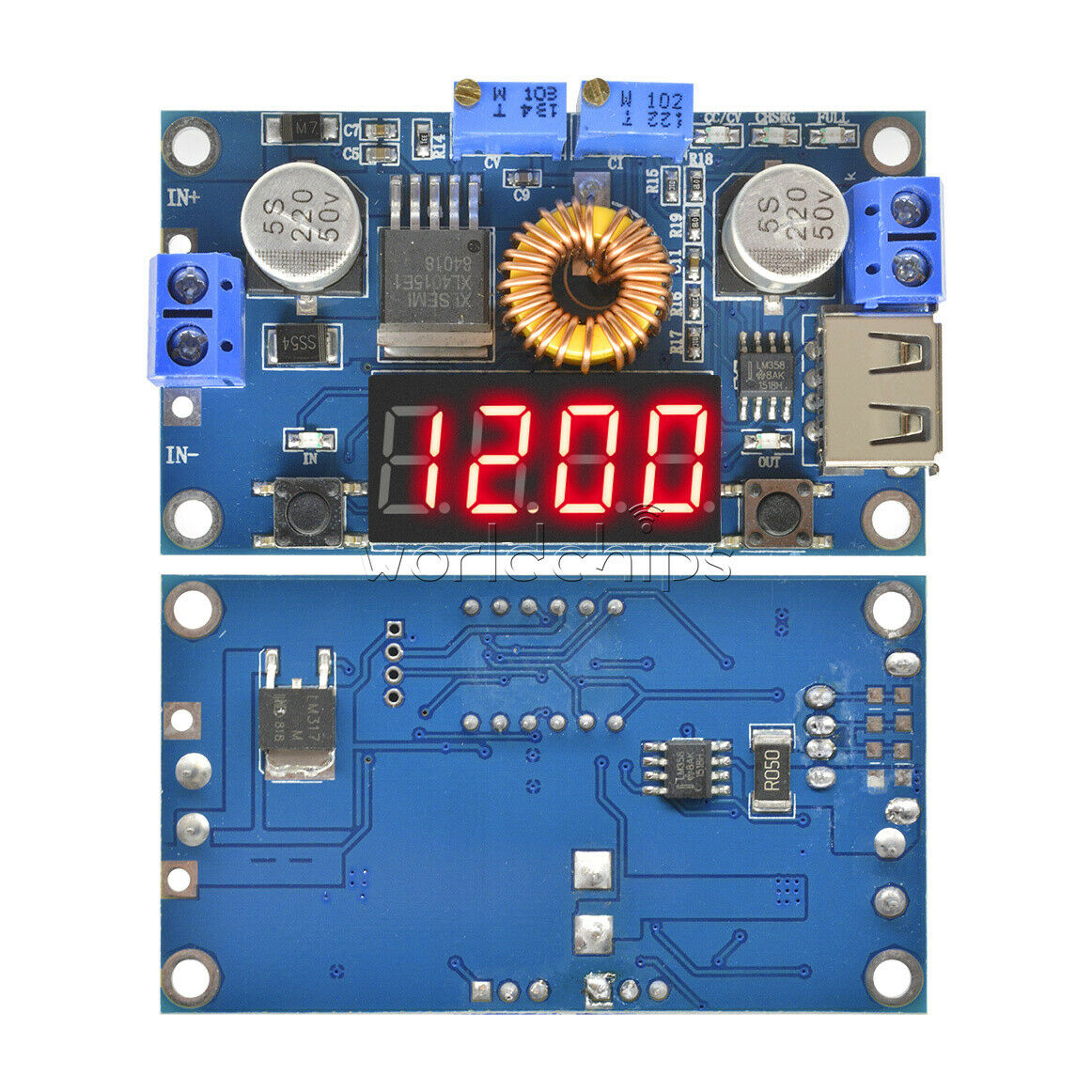 New 5A CC CV W/ USB Voltmeter LED Drive Step-down Lithium charger Power Module