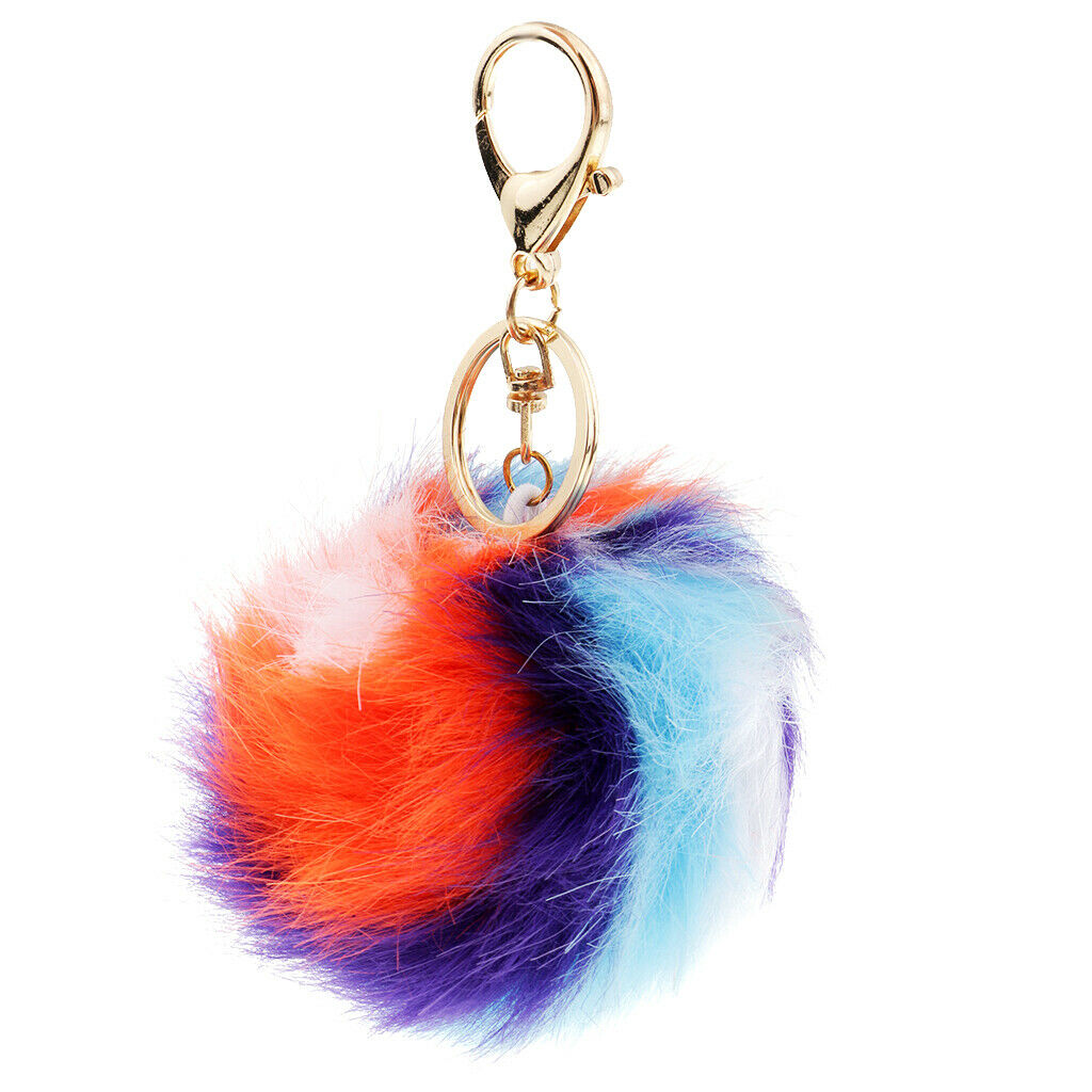 Colors Plush Ball Key Chain Faux Fur Ball Plush Pendant for Car Key Handbag