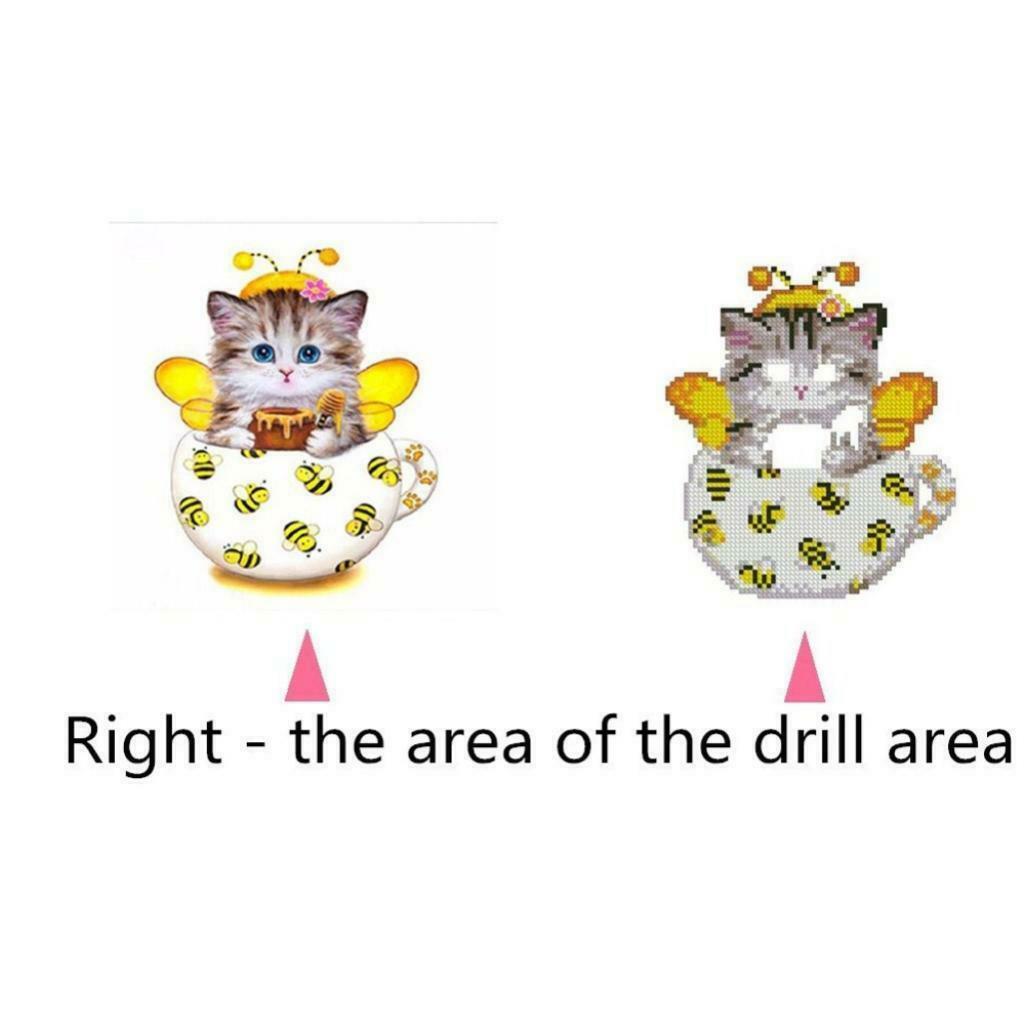 2 Set Cartoon Cat DIY 5D Diamond Embroidery Painting Cross Stitch Kit Decor
