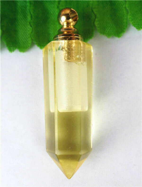 44x11mm Yellow Compound Glass Six Angle Perfume Bottle Reiki Pendant HL83651