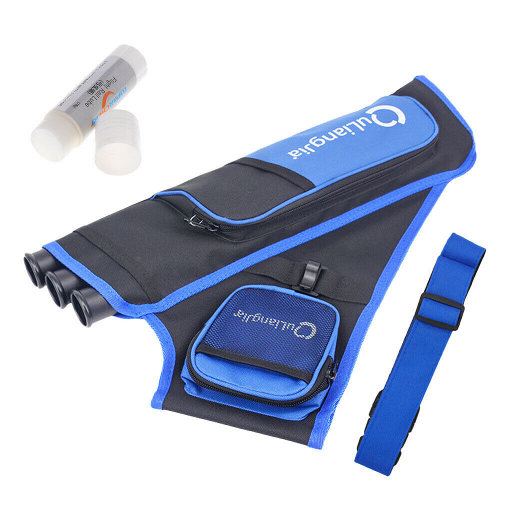 3 Tubes Quiver Arrow Holder Bag with Adjustable Belt Blue & 2pcs Wax Tube