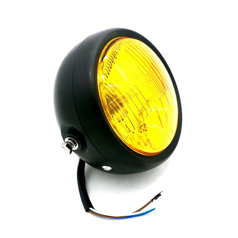 Universal 6.5" 12V Amber Motorcycle Headlight Spot Fog Light High/Low Beam Solid