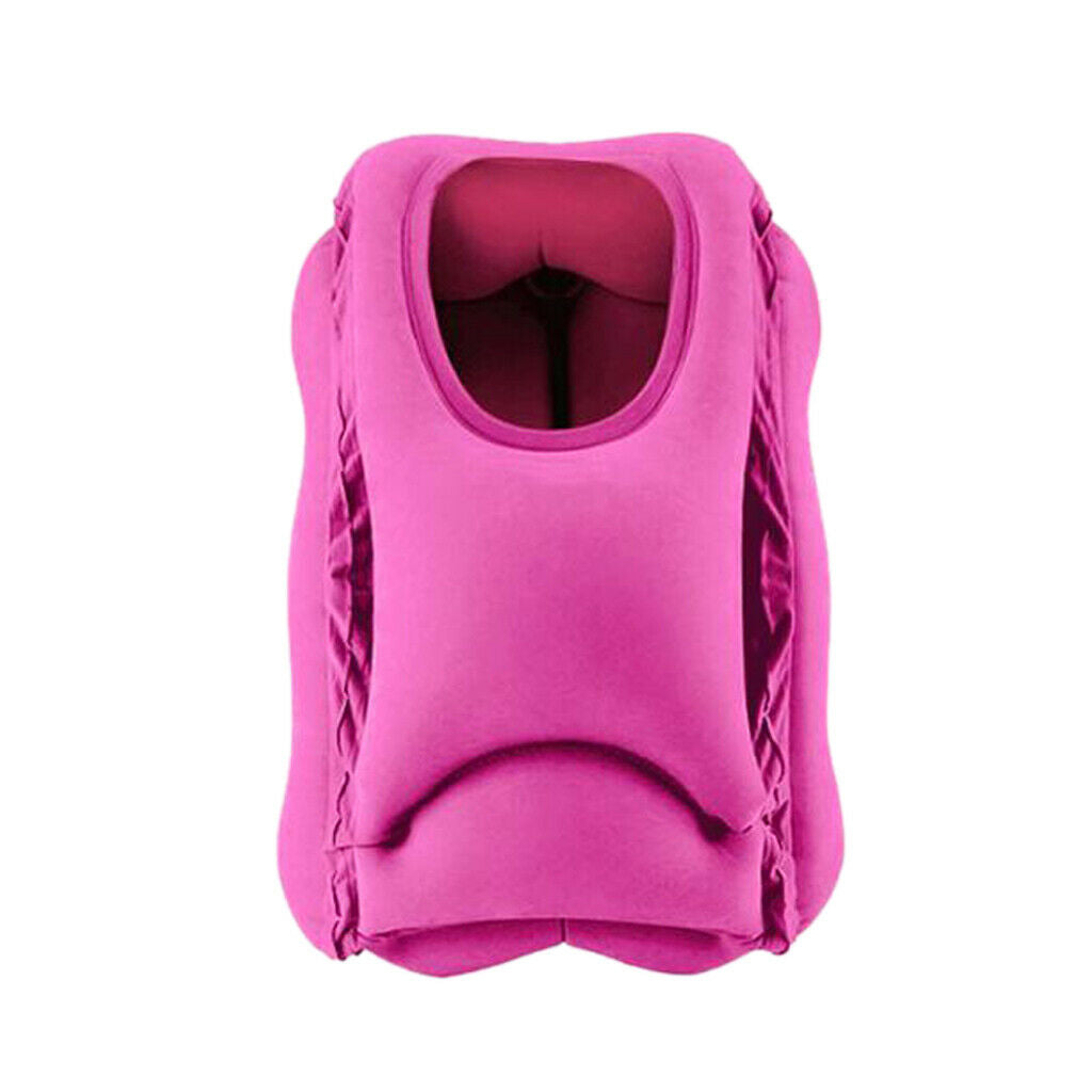 Inflatable Travel Pillow Nap Pillow for Business Office Bus Train  Airplane Red