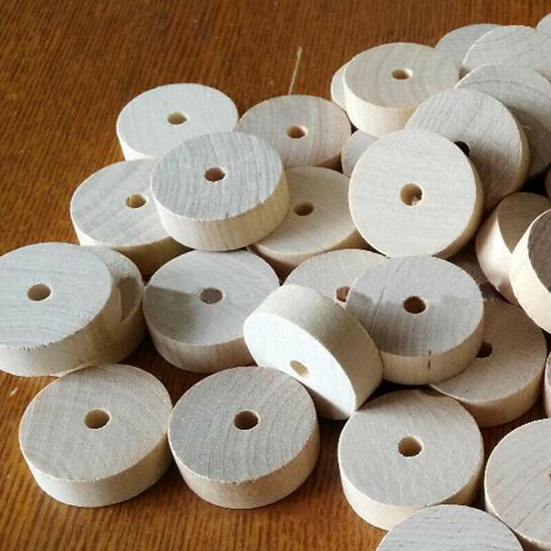 24Pcs DIY Wooden Wheels Small Round Handmade Toys Kids Craft Accessories Supply