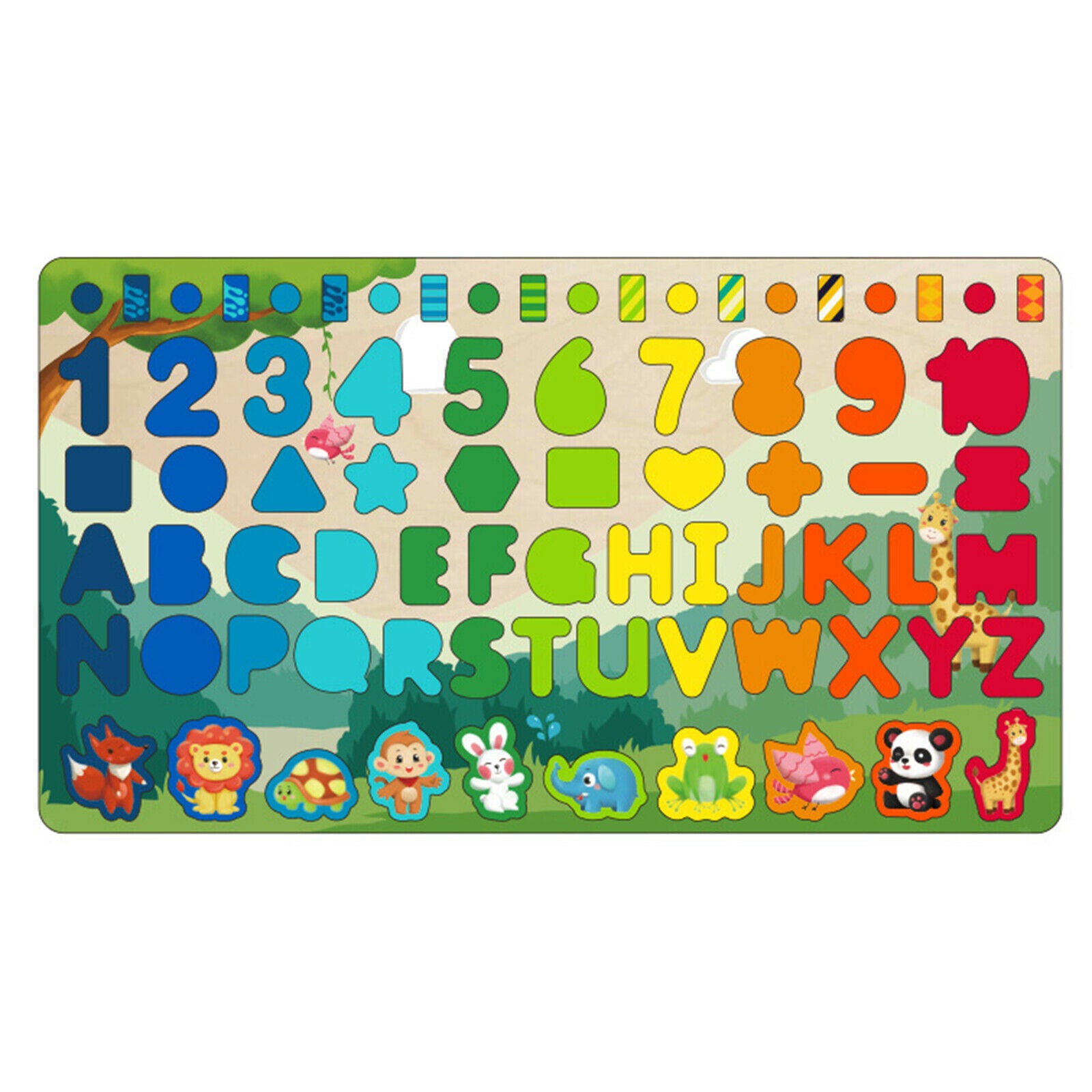 Wooden Alphabet Number Shape Puzzles Board Toddler Preschool Learning Toys