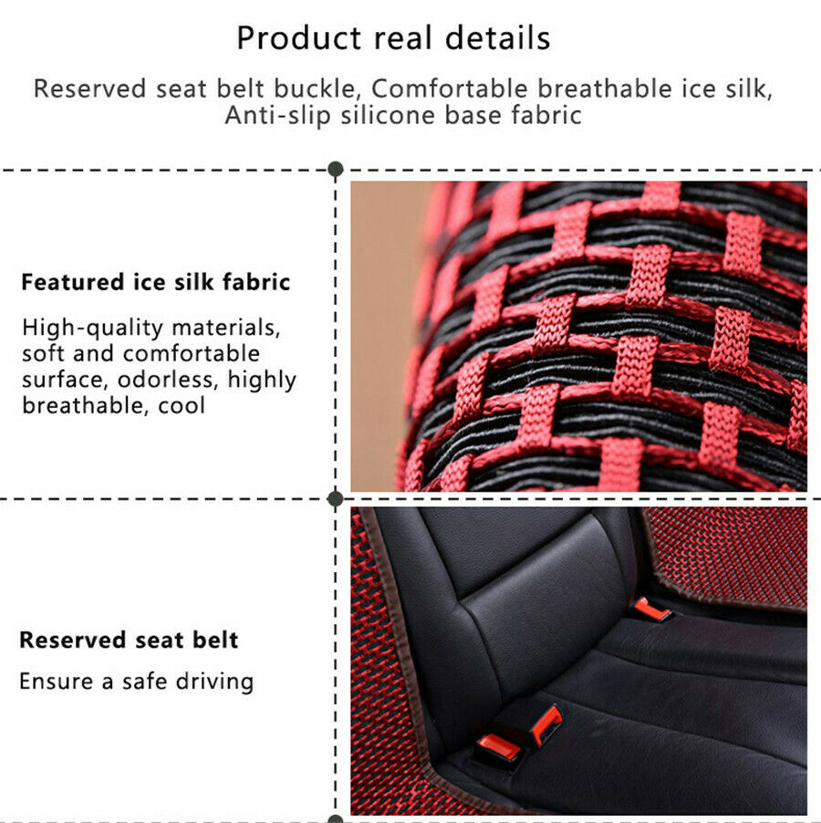 1PC Breathable Ice Silk Weave Cooling Seat Cover Summer Cushion Universal Black