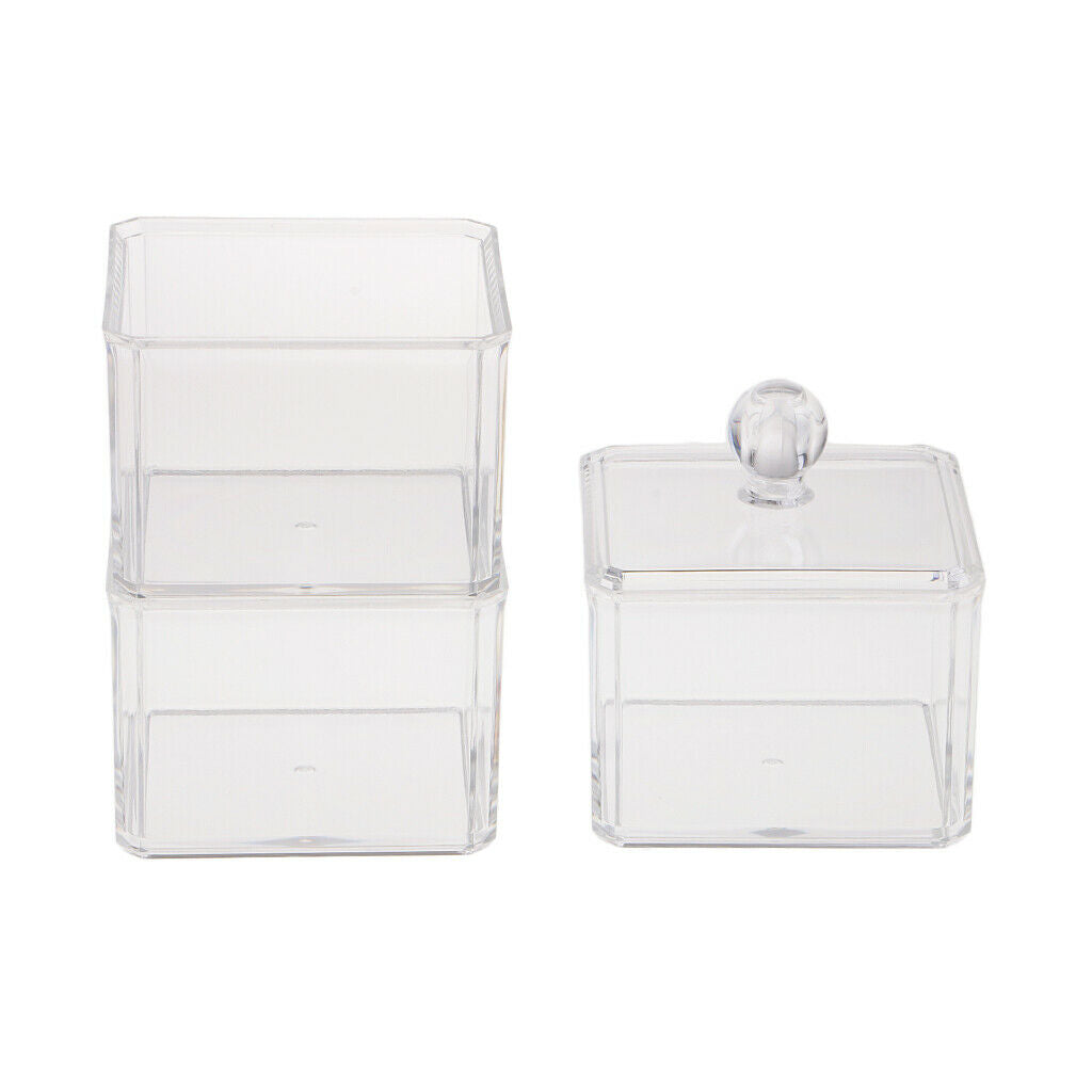 3 Stackable Clear Acrylic Kitchen Storage Box Case Makeup Container with lid