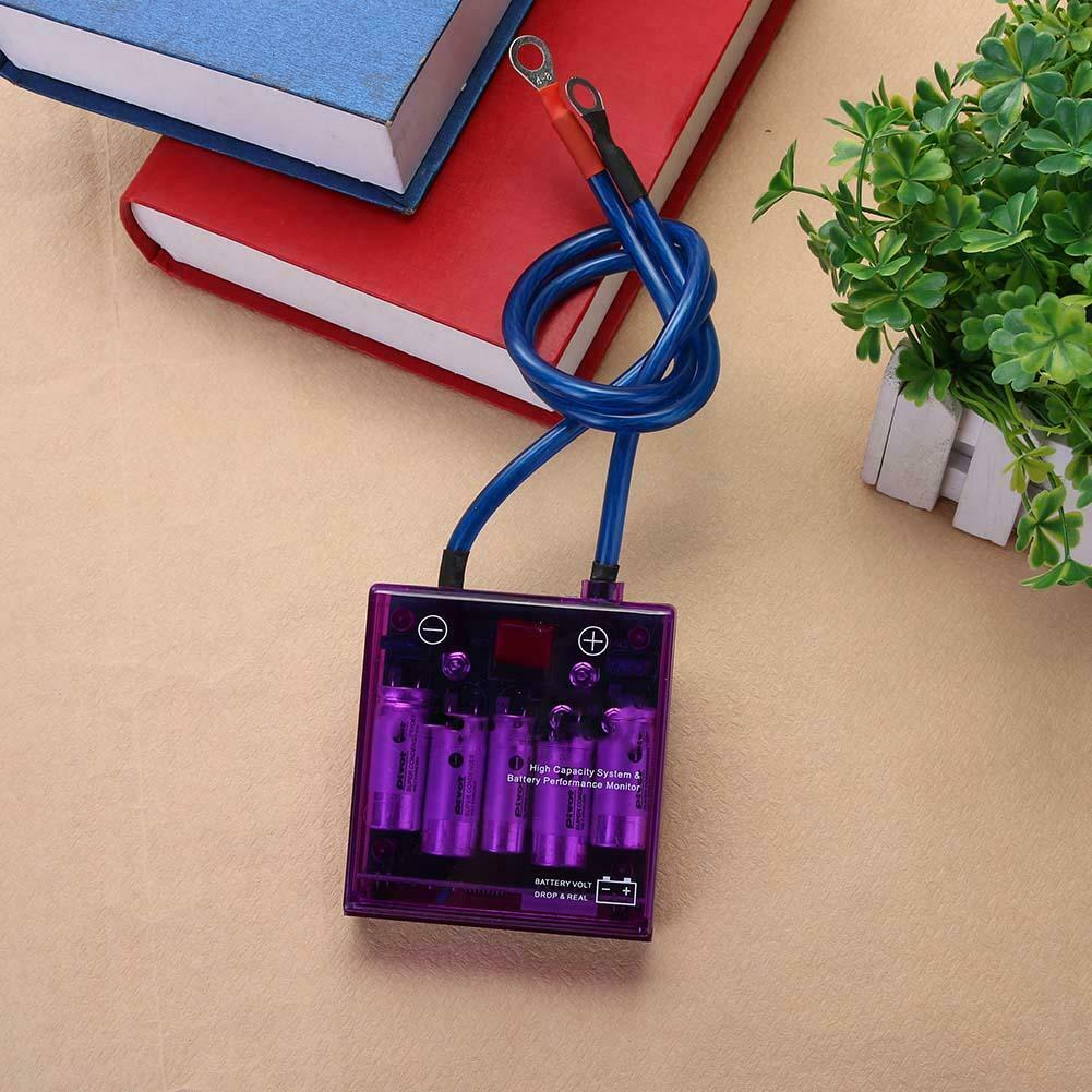 Digital Display Fuel Saver Grounding Voltage Regulator Stabilizer (Purple) @