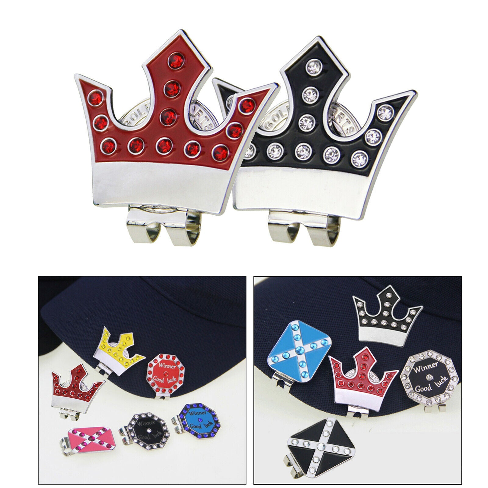 2 Pieces Zinc Alloy Golf Ball Markers Training Aids Hat Clip Putt Keepsake