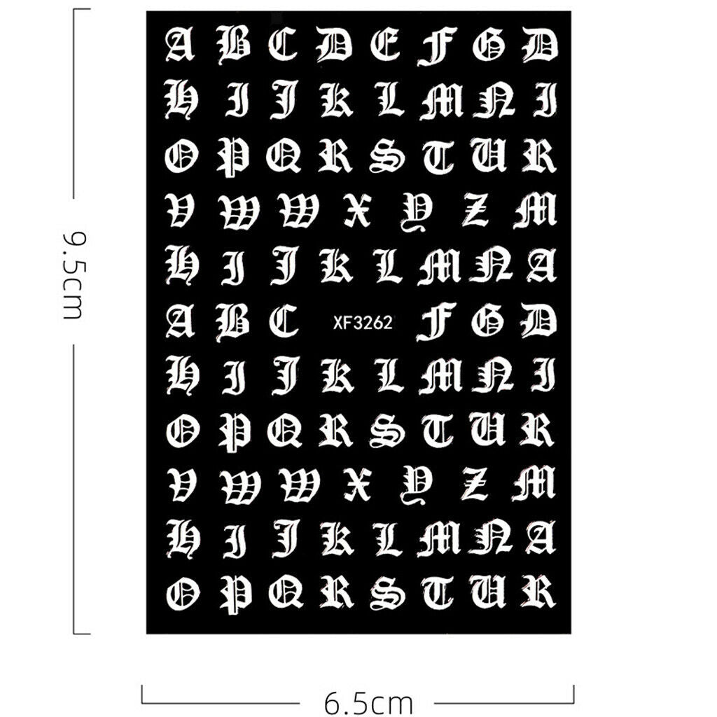 5Pcs Adhesive Manicure Nail Stickers Alphabet Letters Words Decals for Craft