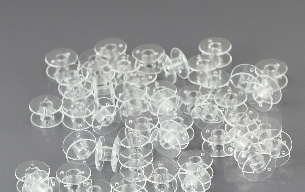 50 Empty Bobbins Spool Clear Plastic For SINGER KENMORE VIKING 15 CLASS Machine