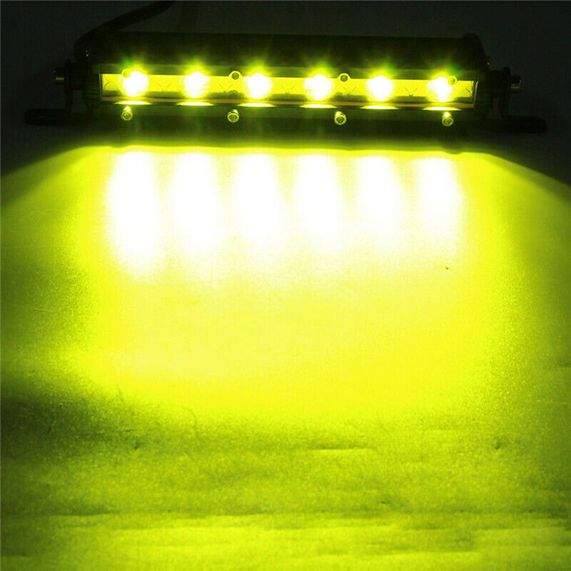 7" 18W LED Work Light Bar Spot Suv ATV Boat Driving Lamp 4WD Offroad Yel NTBD