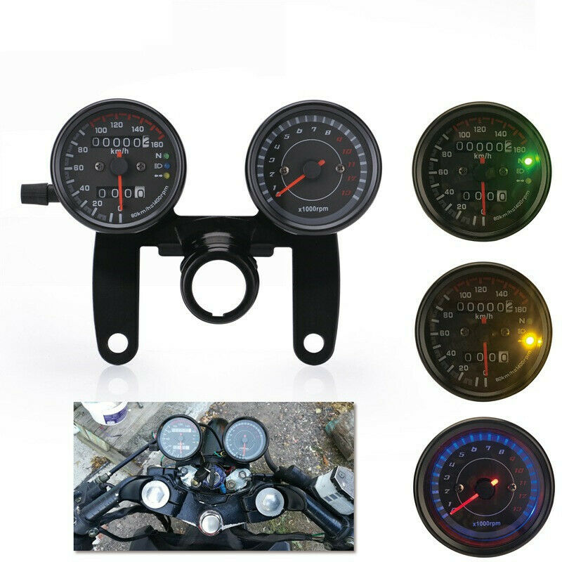 Motorcycle Odometer 2 in 1 LED Backlight Odometer & Tachometer Speedometer