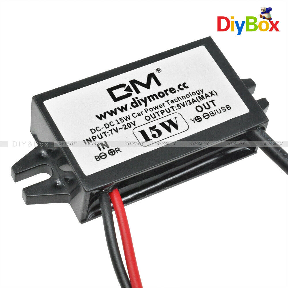 UN3F Car Charger Voltage Regulator DC 12V To 5V 3A 15W with MINI 5 Pin USB Cable