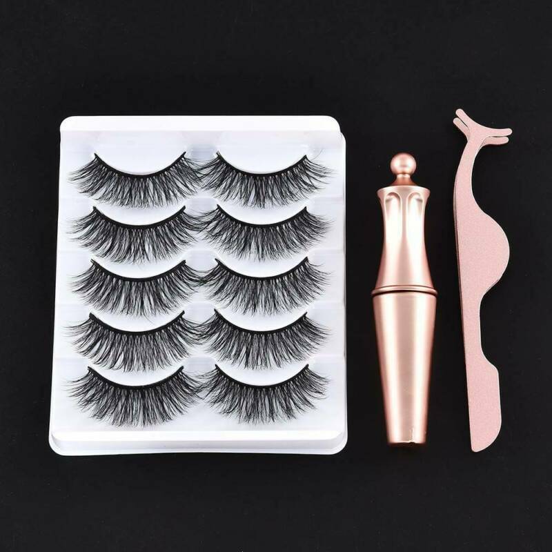 Waterproof Magnetic Eyeliner with 5 Pairs Eyelashes and Tweezer Long Lashes US-