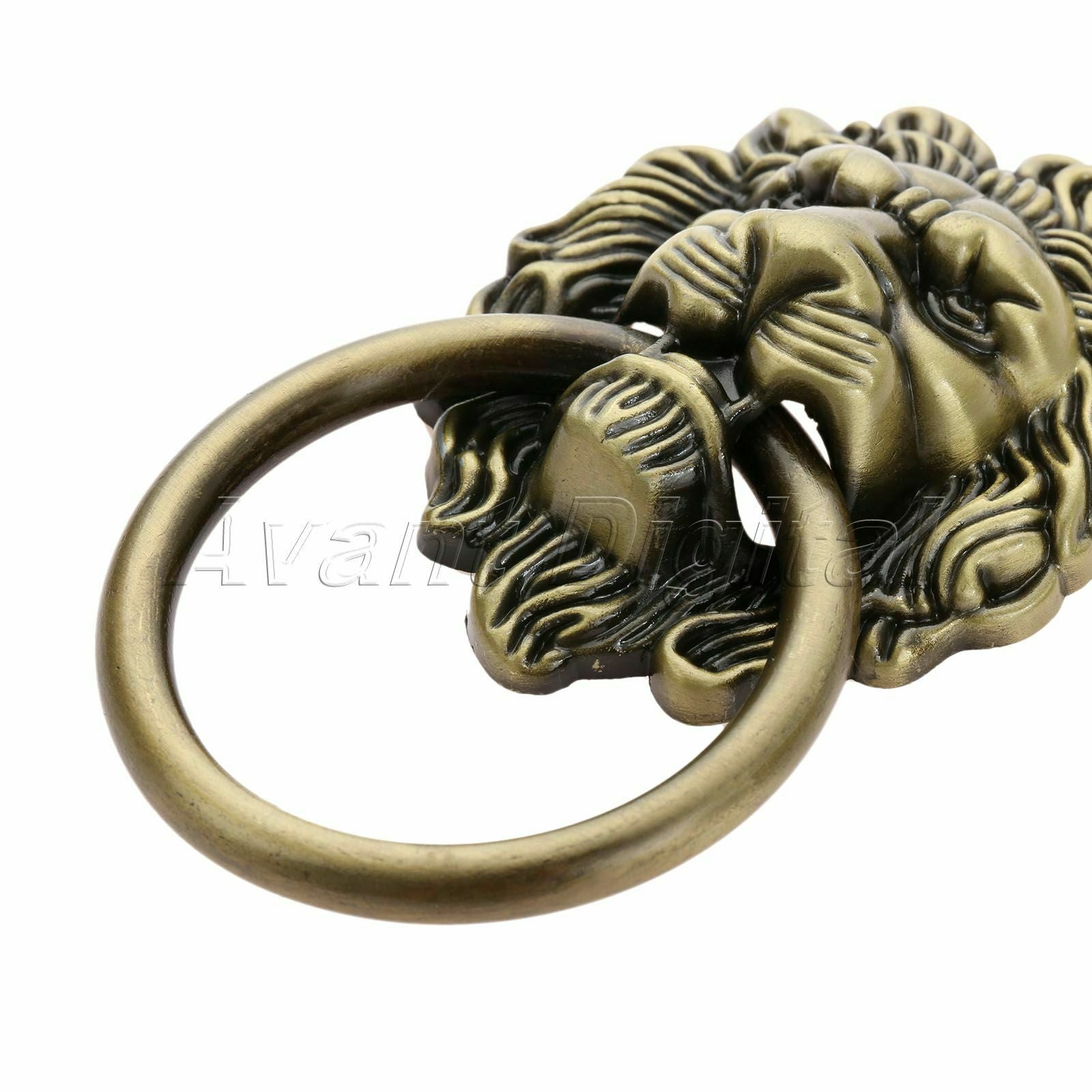 Classic Lion Head Furniture Cabinet Knobs Ring Closet Drawer Door Pull Handle