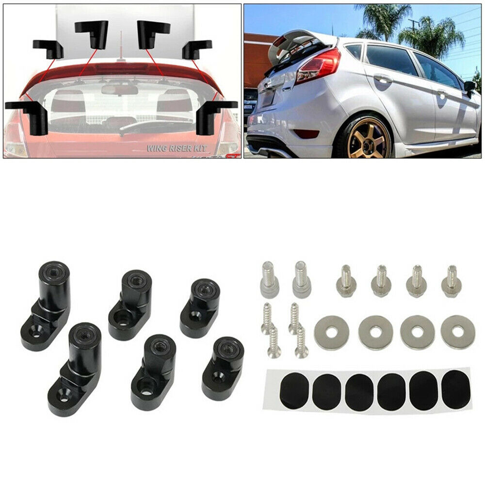 Black Car Rear Wing Spoiler Riser Lift Extension Kit For Ford Fiesta ST 2014-Up