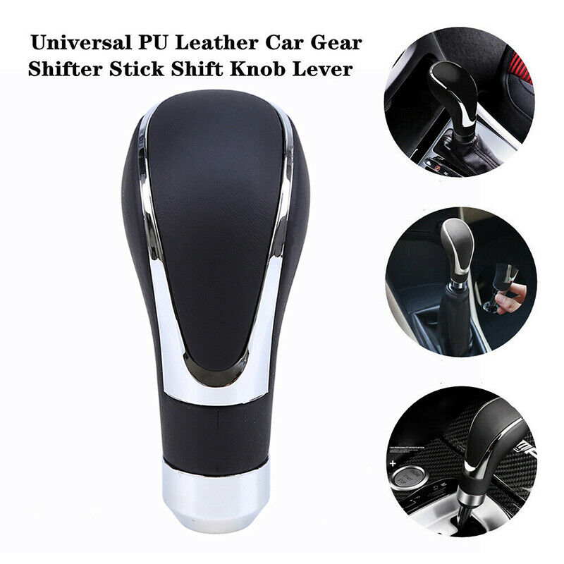 5/6 Speed Manual MT Leather Car Gear Shift Knob Lever Stick Aluminum Sliver