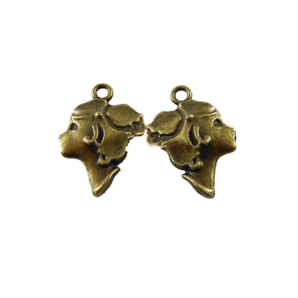 20 pcs Antiqued Bronze Zinc Alloy Girl Head Charms Necklace Pendant Crafts DIY