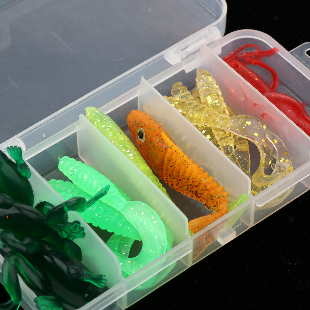 17pcs Soft Fishing Lures Set Worm Frog Fish Shrimp Artificial Bait