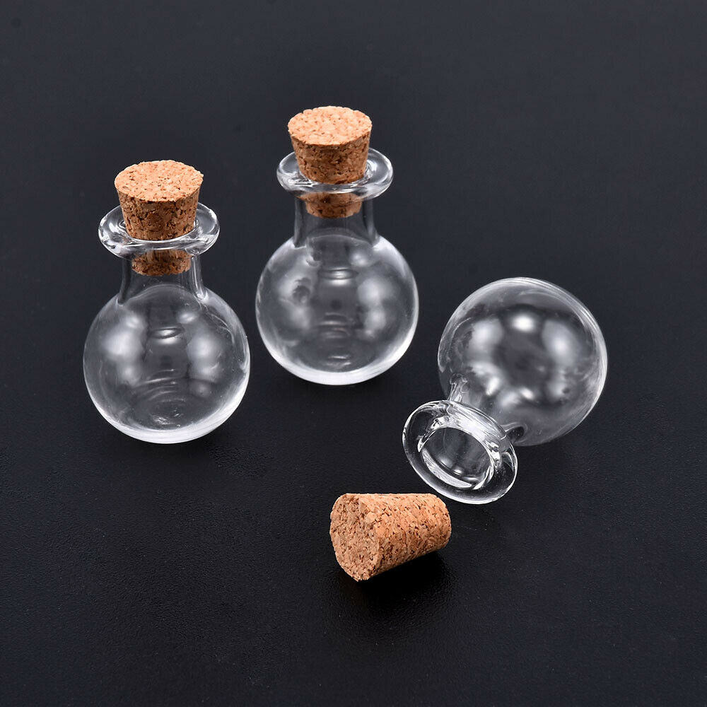 10 x Small Glass Vials With Cork Top Tiny Bottles Little Empty Jars Mini Bottles