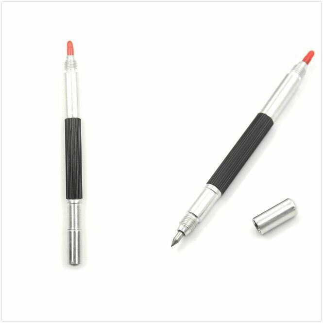 Sharp Tungsten Steel Tip Scriber Clip Pen Ceramics Glass Marking Tools 136mm
