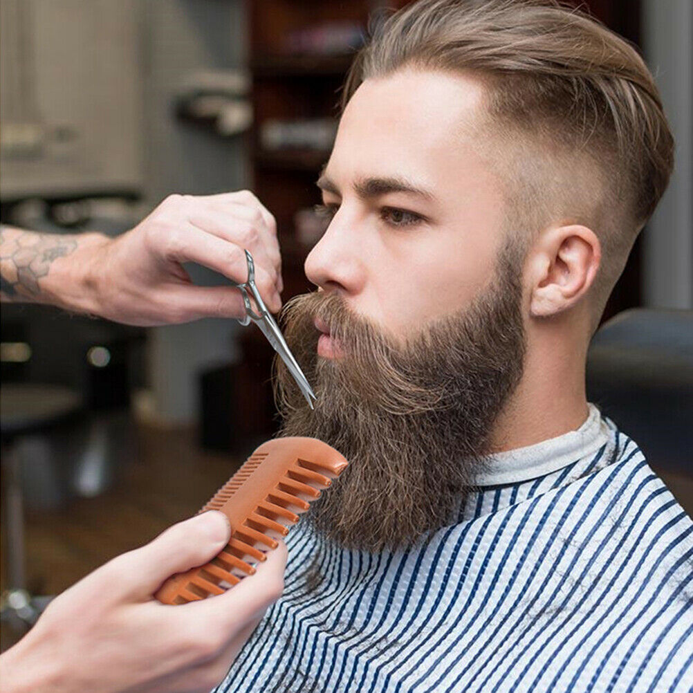 Wooden Beard Comb Anti Static Wood Pocket Comb with Fine Coarse Teeth For BeBDA