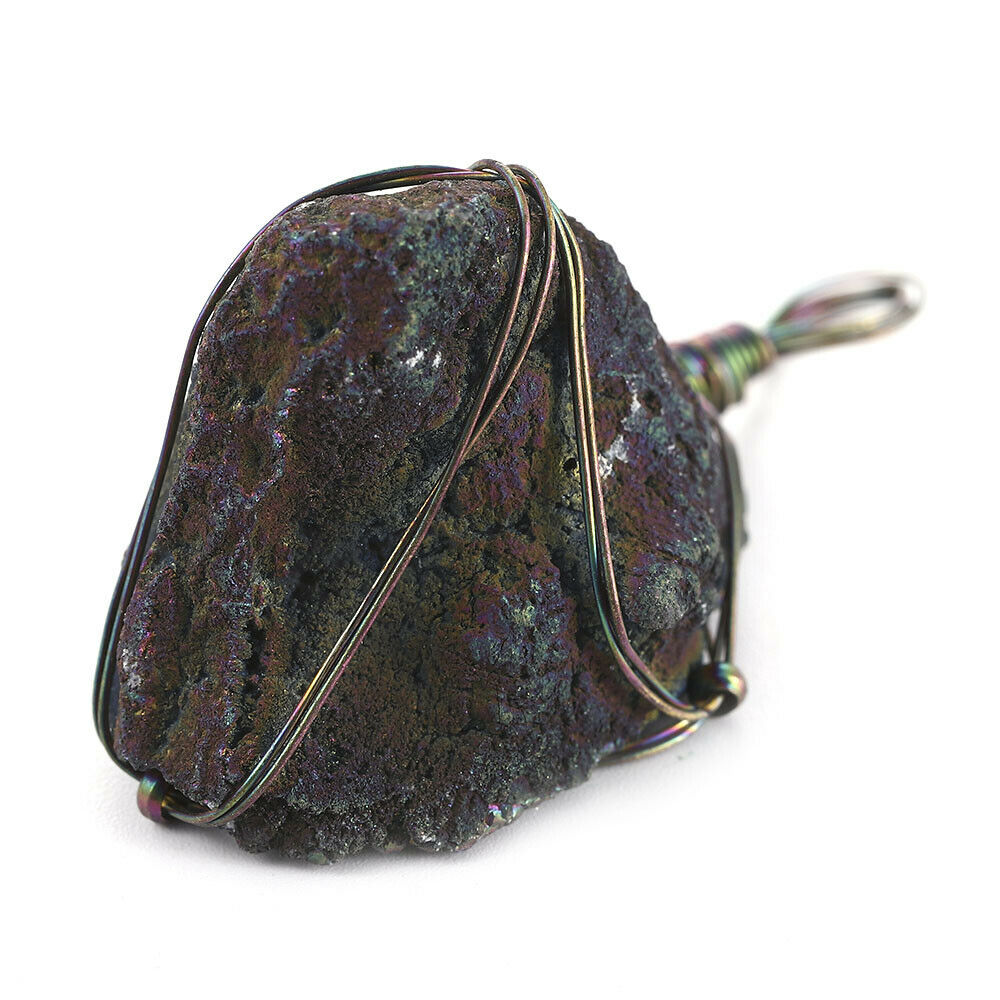 New Wrap Rainbow Titanium Crystal Agate Druzy Quartz Geode Pendant Bead Craft US