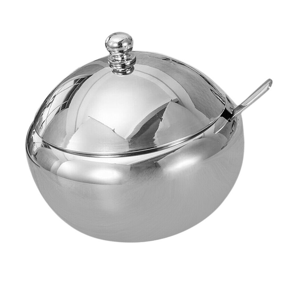 Seasoning Jars with Spoons Stainless Steel Spice Jars Condiment Pots 560ml