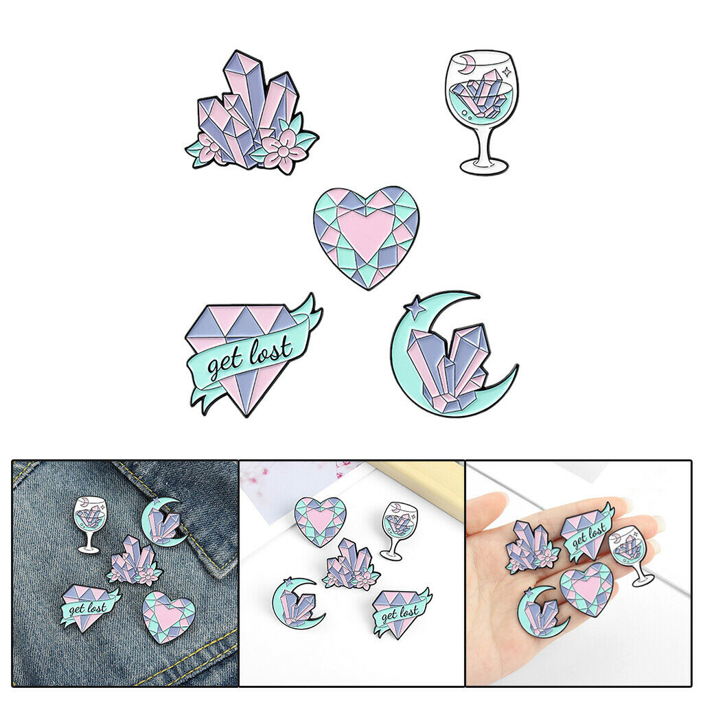 5 Pieces Brooch Pin Collar Badge Corsage Clips Women Party Charms Present