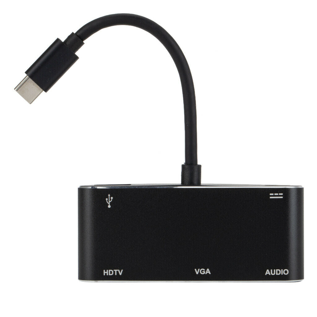 Multi-function USB Type-C to HDMI VGA 3.5mm Audio USB 3.0 Hub Adapter for Laptop