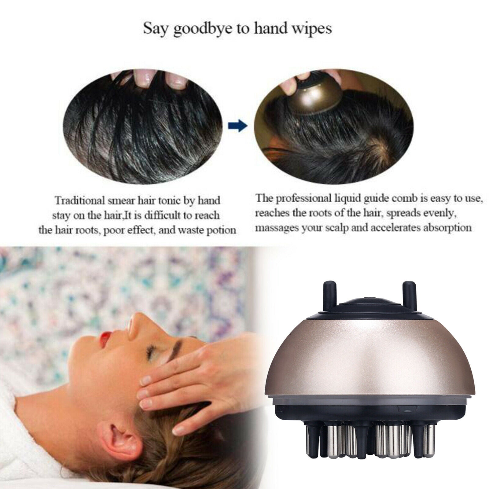 Scalp Applicator Comb hair Brush hair Scalp Massager Brush  Golden