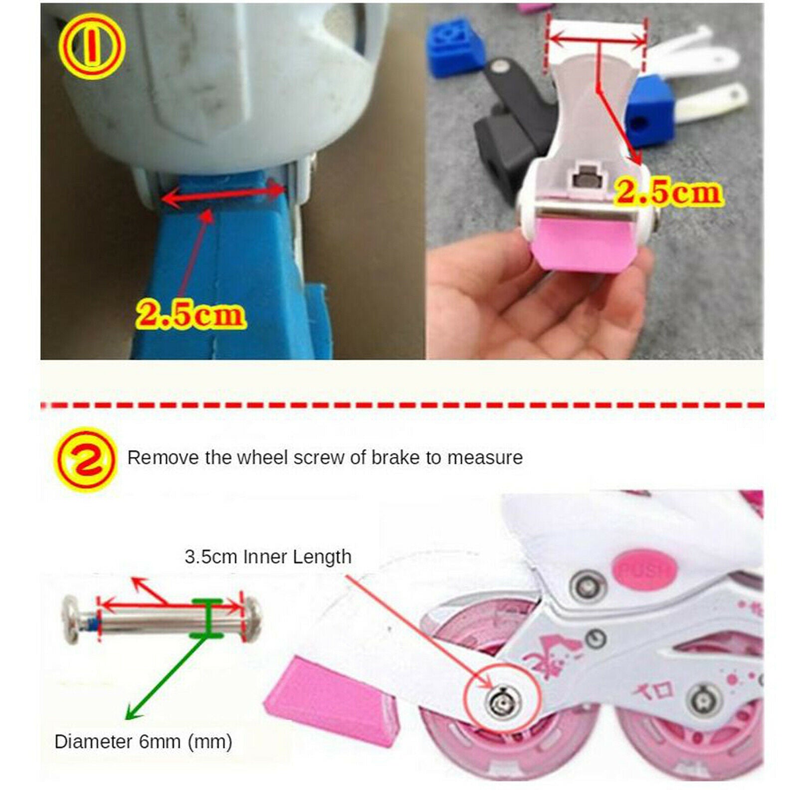 2X Inline Skates Brakes Block Brake Roller Stopper White + Black