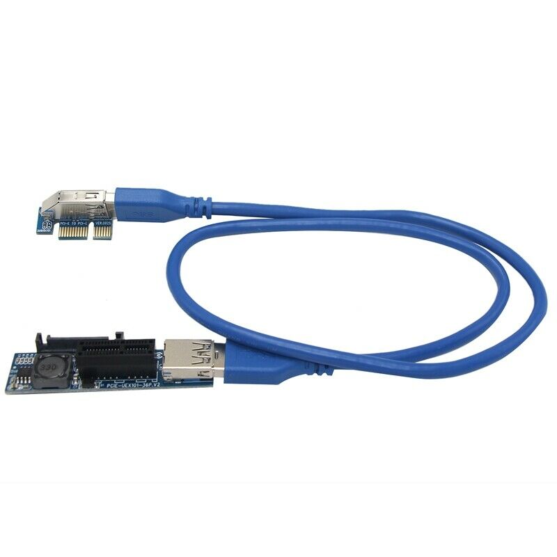 UEX101 PCI-E X1 to X1 Extension Riser Card Adapter with USB3.0 Cable D4X5X5