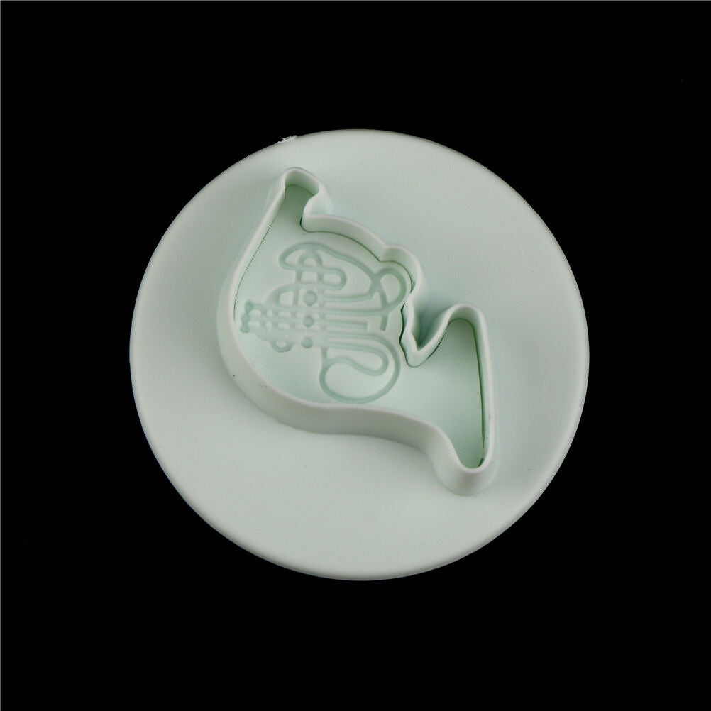 4pcs Musical Instrument Plastic Plunger Cookie Cutter Fondant Mold Cake Decor DD