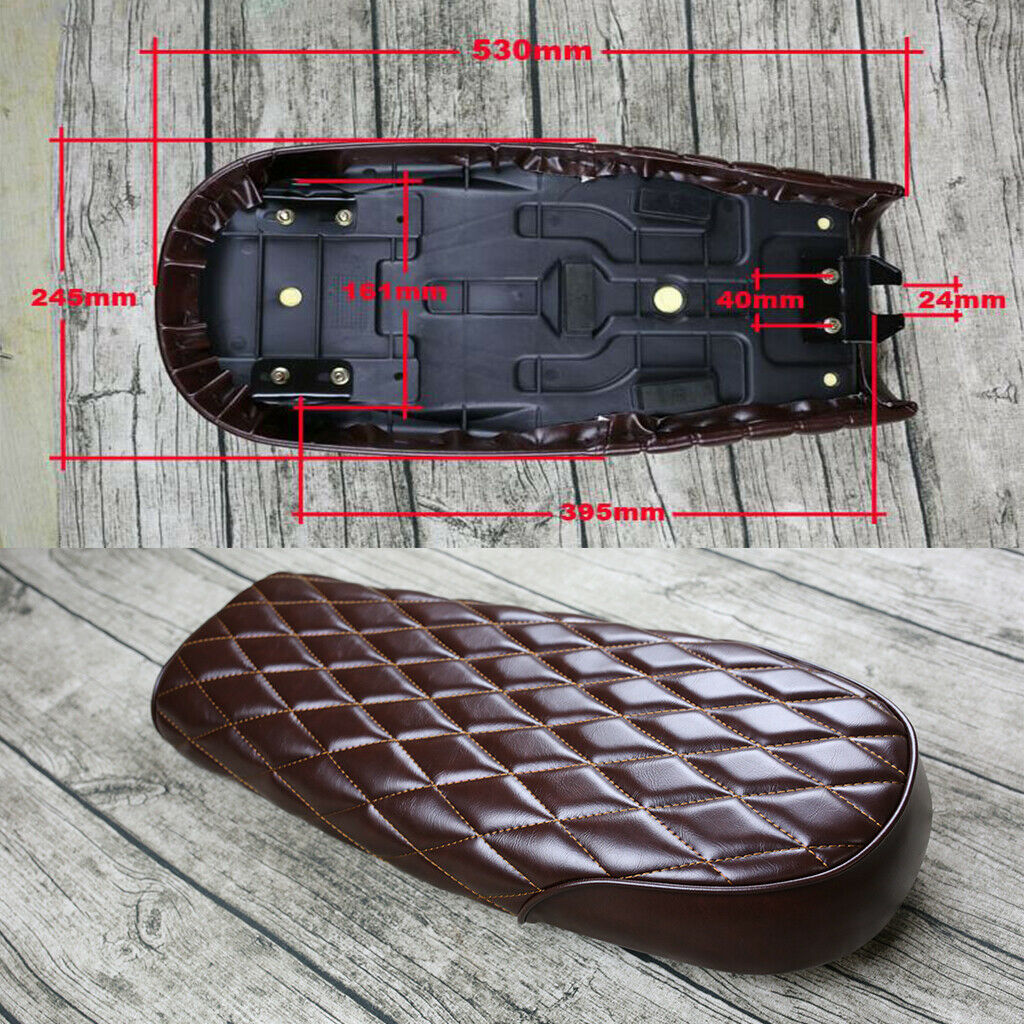 Motorcycle Flat Brat Style Tracker Cafe Racer Seat 53cm - Brown