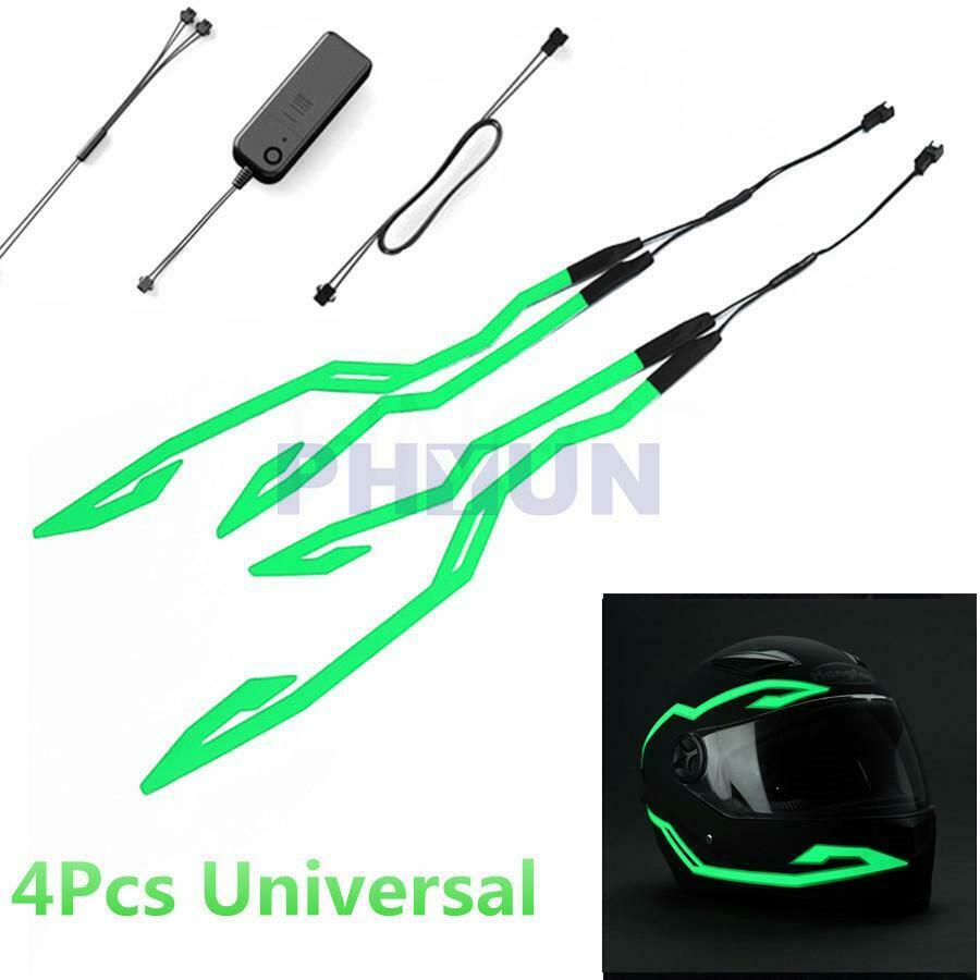 4PCS Motorcycle LED Night Light Riding Signal Helmet EL Cold Light 4 Mode Green