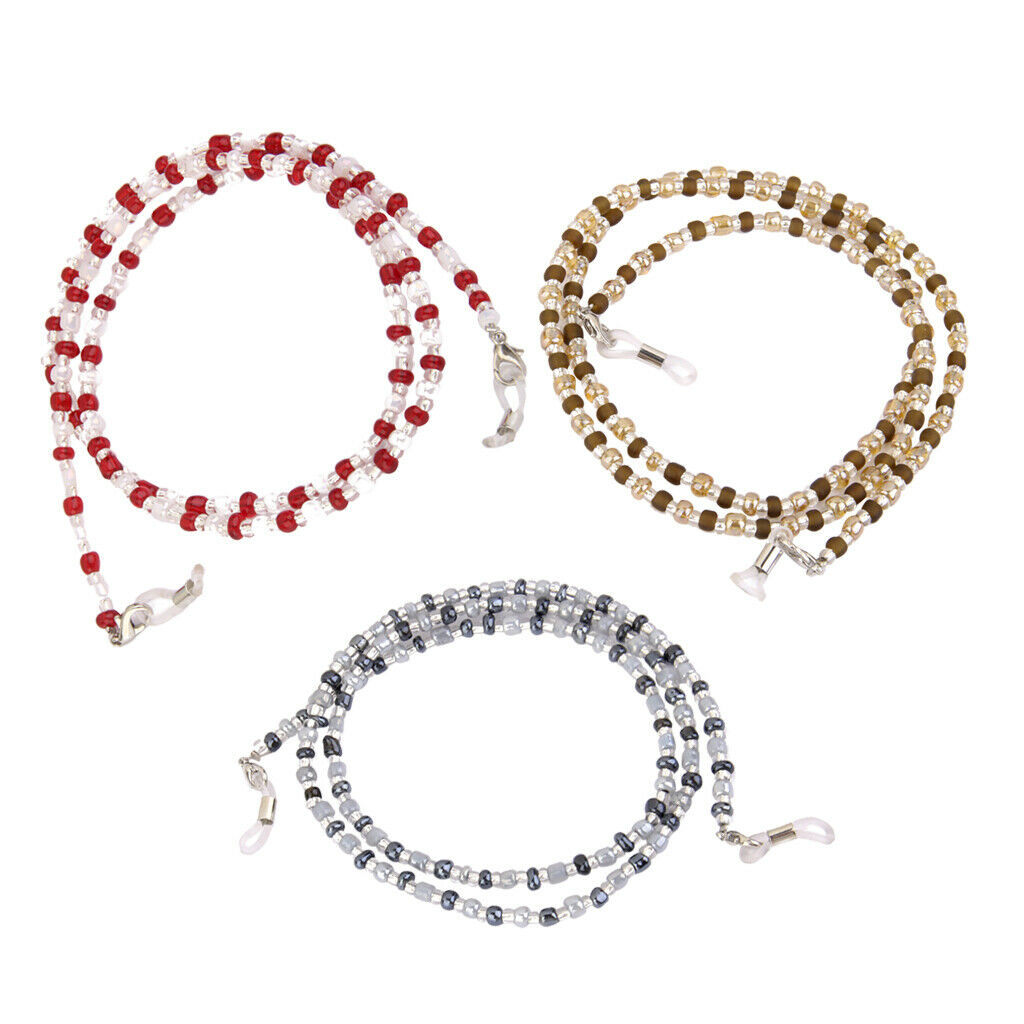3 Pieces Strap Support Plastic Beads Chain For Sunglasses Glasses Lenses