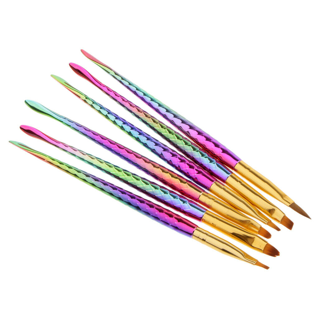6 Pieces Professional Nail Art UV Gel Design Pen Polish Brush Dotting Drawing