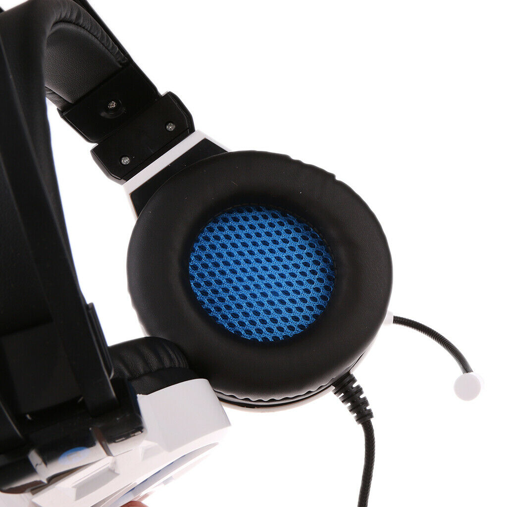 LED Light Gaming Headset Headband Headphone USB 3.5mm Mic LED for PC  White