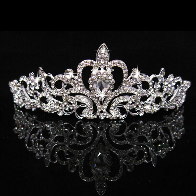 Women Girls Elegant Wedding Bride Crown Headwear Rhinestone Tiaras Cute Gift Ad