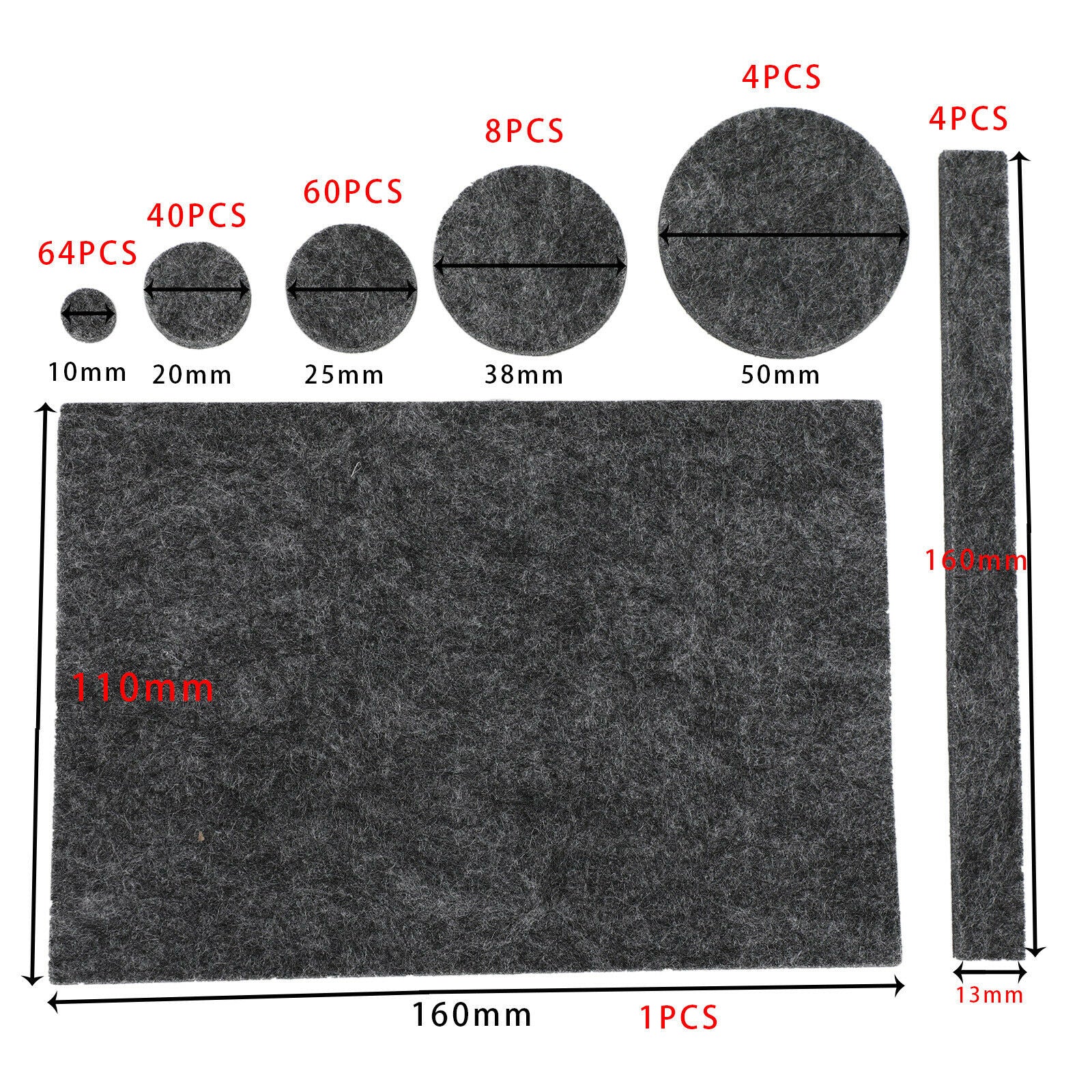 181Pcs Furniture Pads Chair Leg Floor Protectors Felt Pads Hardwood Floors Grey
