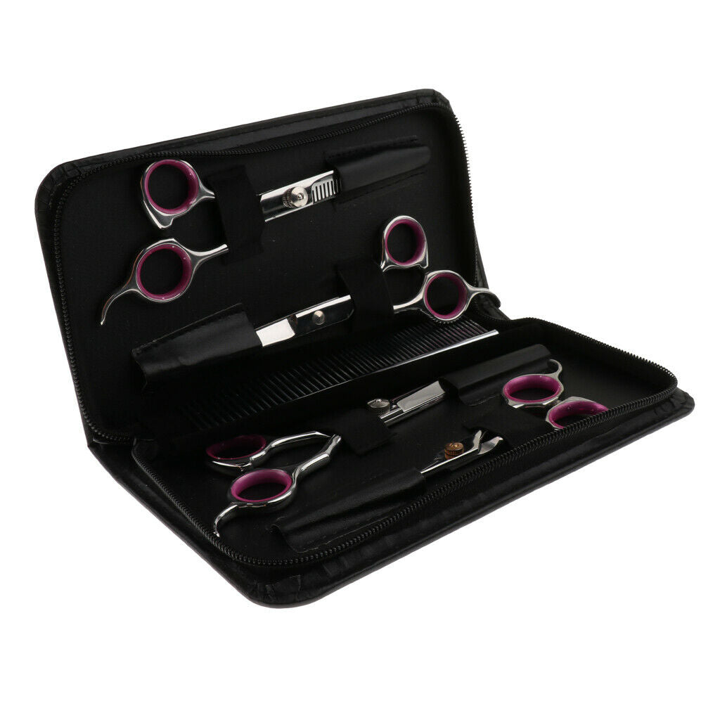 6Pcs Professional Pet Dog Grooming Scissors Set Straight Curved Thinning Kit