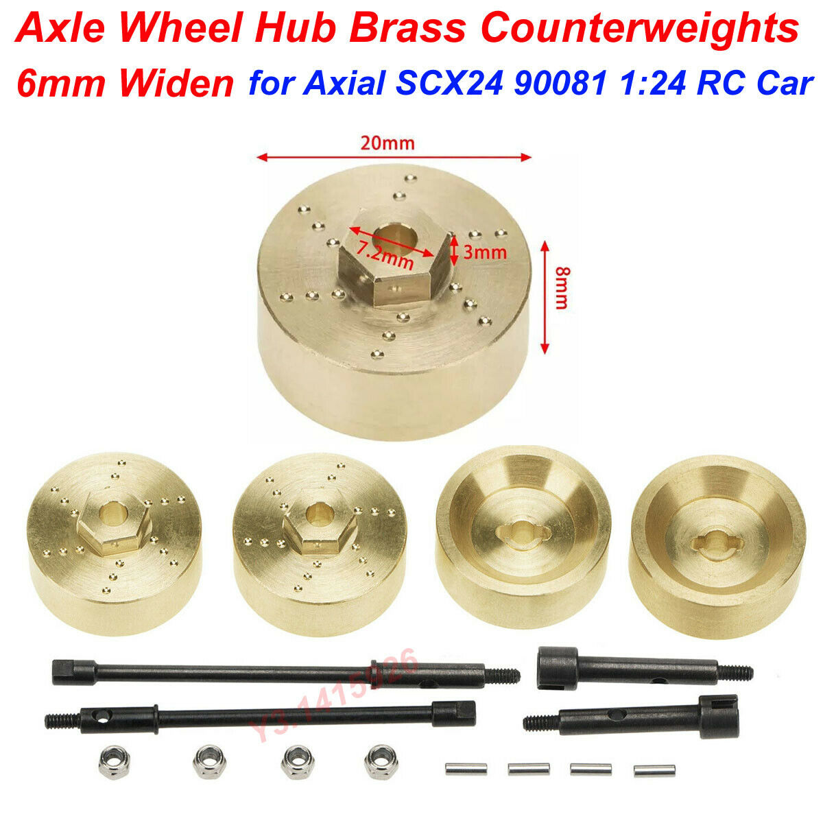 6mm Widen Axle Wheel Hub Brass Counterweights for Axial SCX24 90081 1:24 RC Car