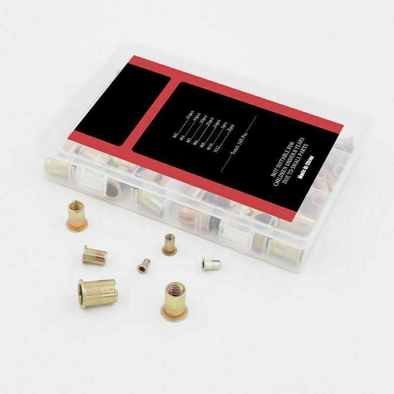 165PCS  M3 M4 M5 M6 M8 M10 M12  Carbon Steel Flat Head Rivet Nut