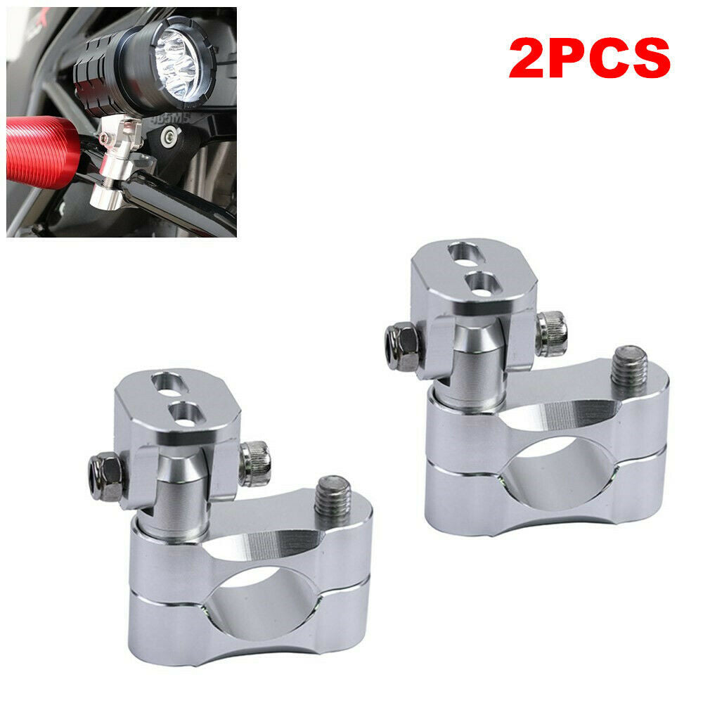 2X Motorcycle Bike Bumper Tube Bar Clip Extension Spot Light Lamp Holder Bracket
