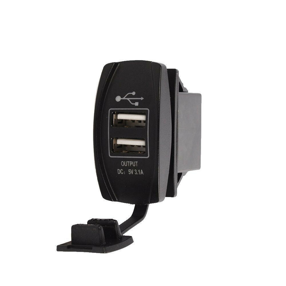 Dual USB Power Charger Carling ARB Rocker Switch Blue LED Light Car Boat 12V 24V