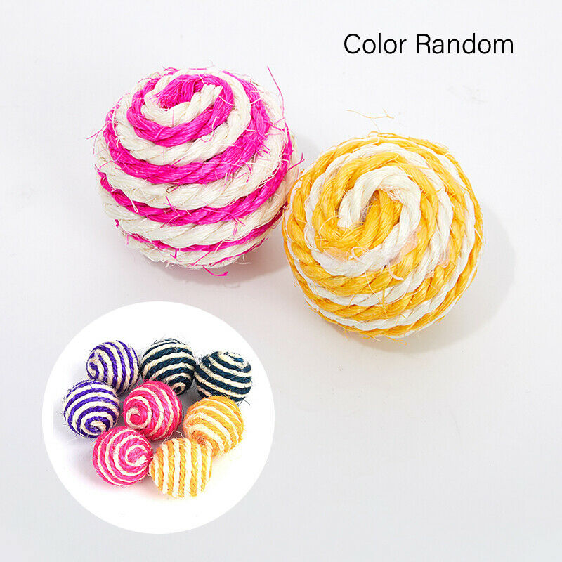 Cat Toys Bell Ball Woven Sisal Rope Weave Play Soft Chewing Rattle Catch .l8