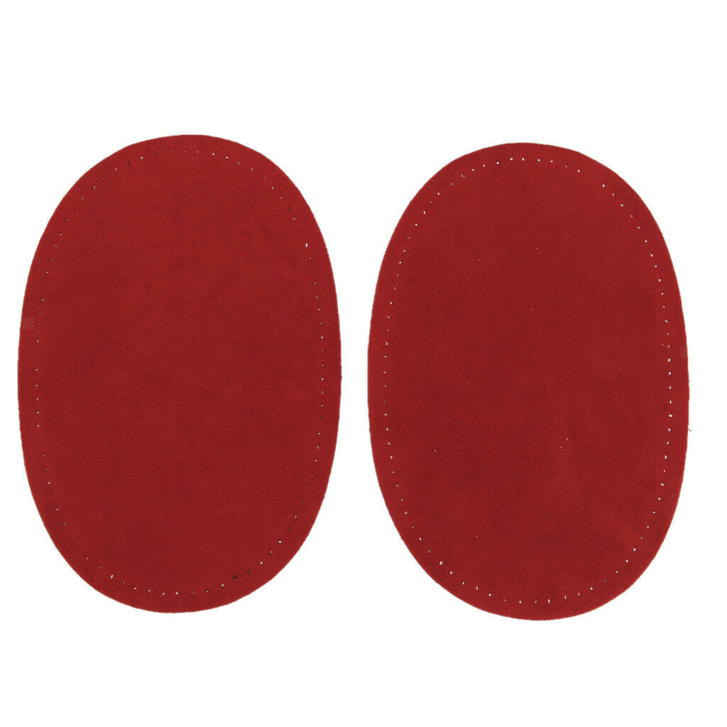 Sew On Suede Oval Elbow Knee Patches for Sweater Pants Repair Craft Red